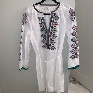 Tory Burch Embroidered Linen Dress Spring 2019